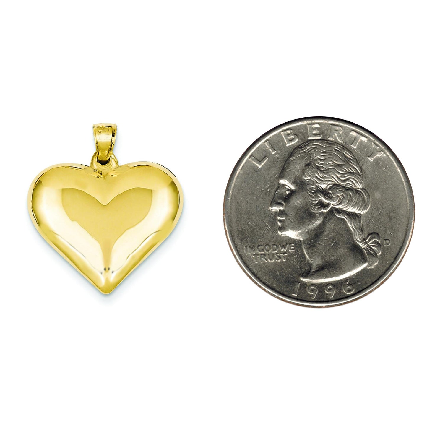 14K Gold Puffed Heart Charm