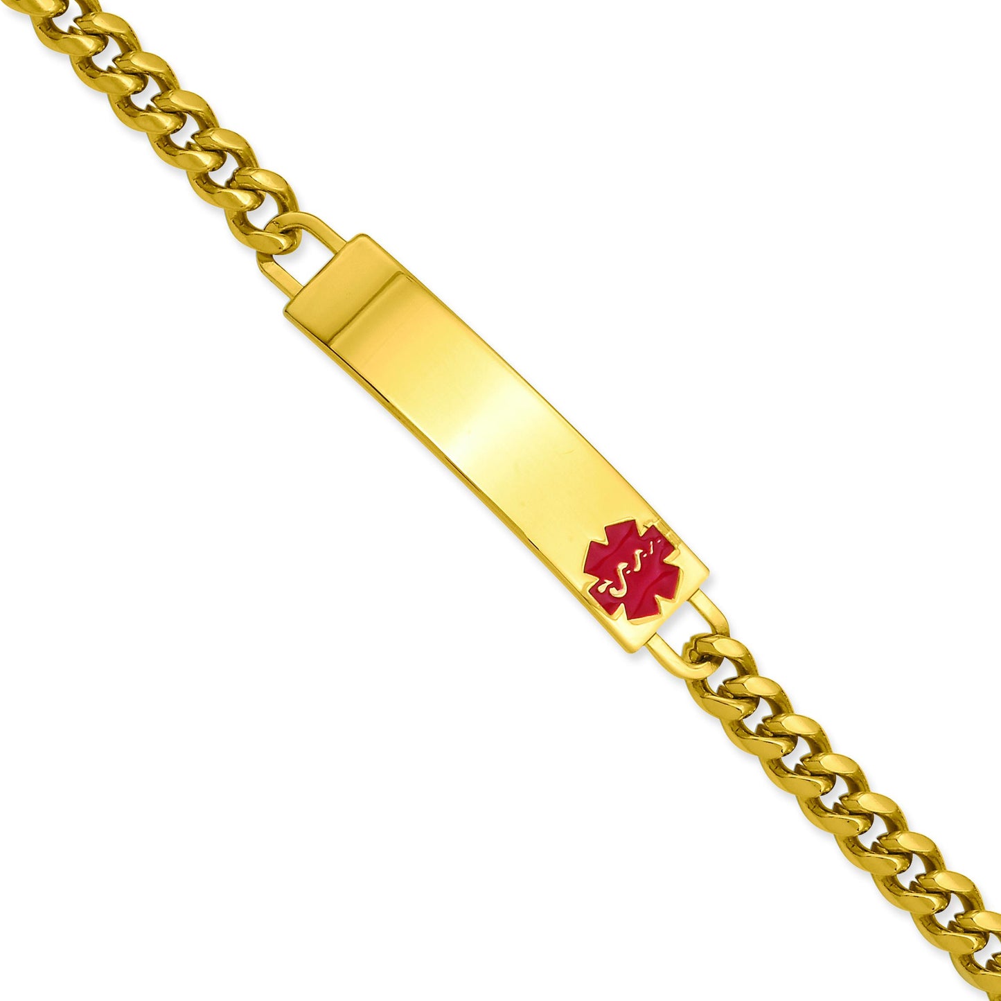 Gold Plated Resin Curb Medical ID Bracelet 8.25"