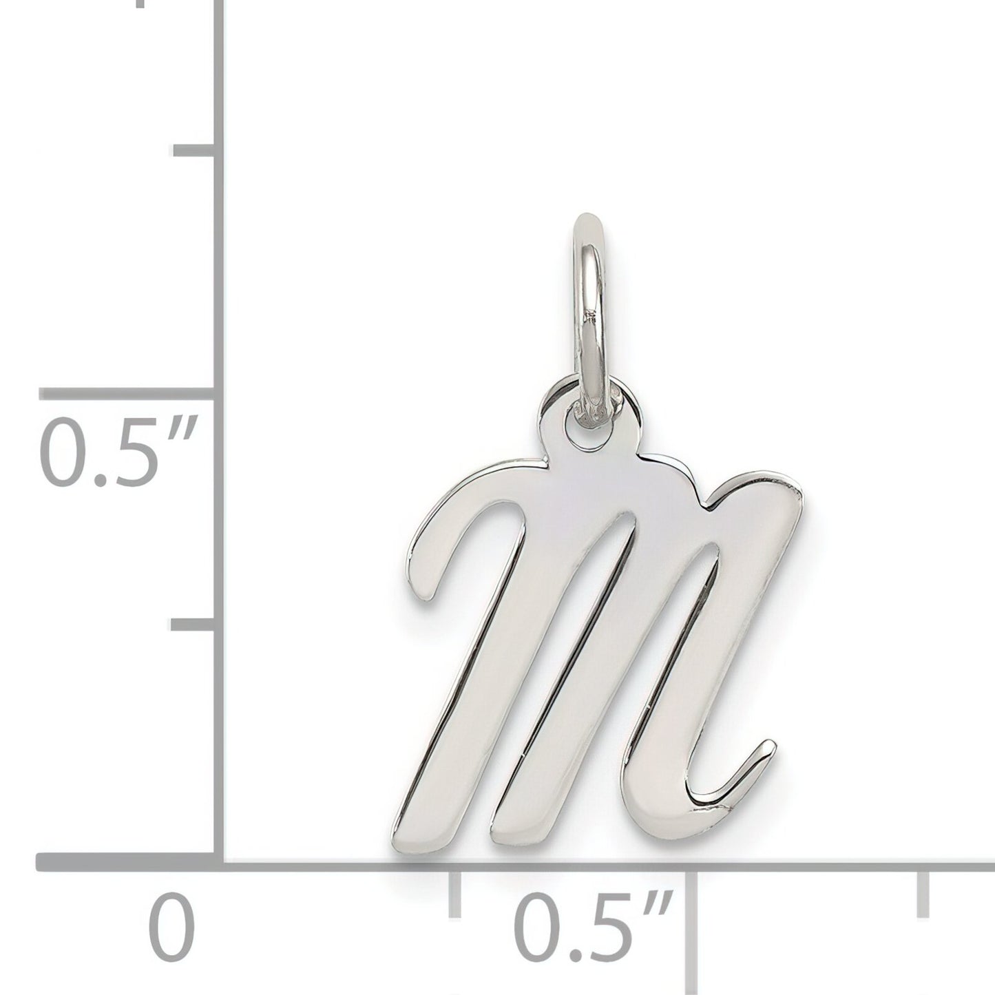 Sterling Silver Small Script Intial M Charm