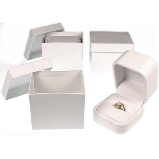 White Leather Ring Display Jewelry Showcase Gift Box