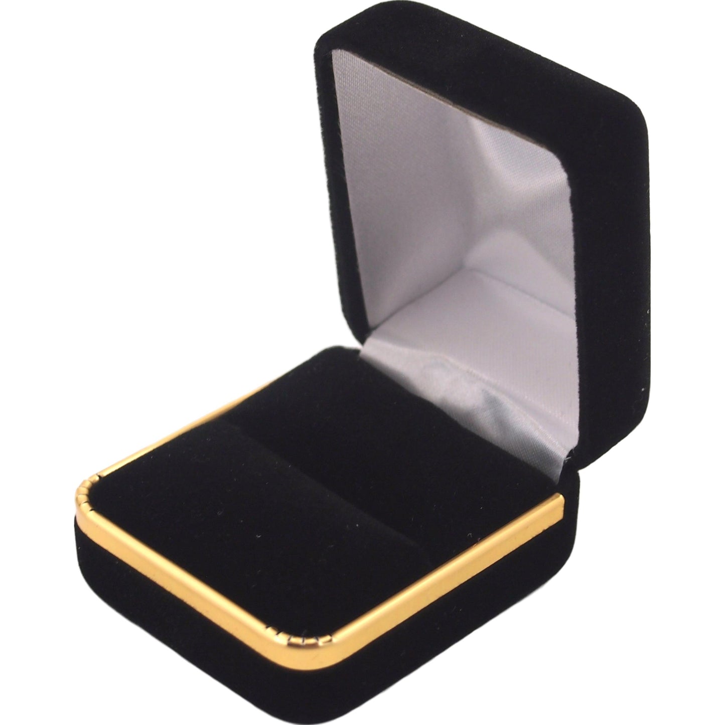 Black Velvet Ring Jewelry Gift Boxes with Brass Rim Showcase Display Kit