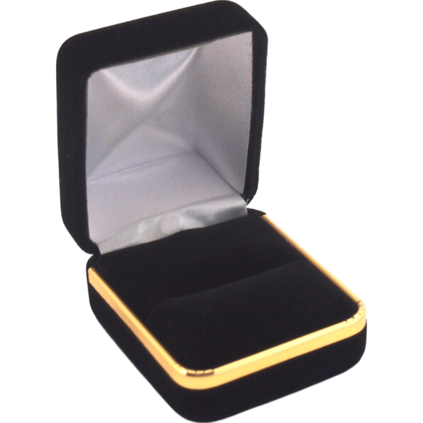 Black Velvet Ring Jewelry Gift Boxes with Brass Rim Showcase Display Kit