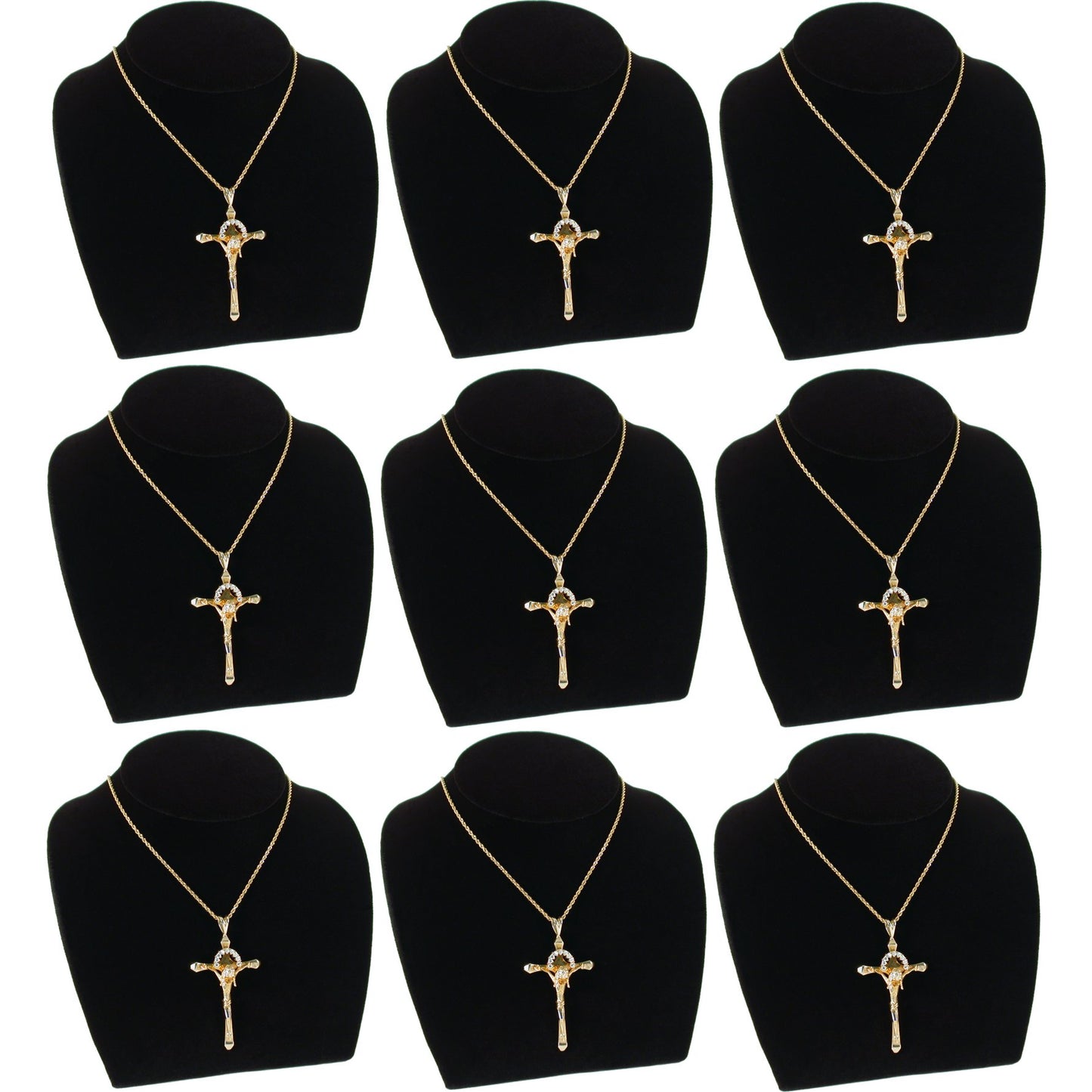 9 Pc Black Velvet Necklace Bust Chain Jewelry Display