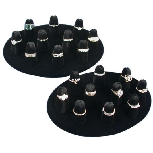 2-10 Black Velvet Finger Ring Display Jewelry Showcase