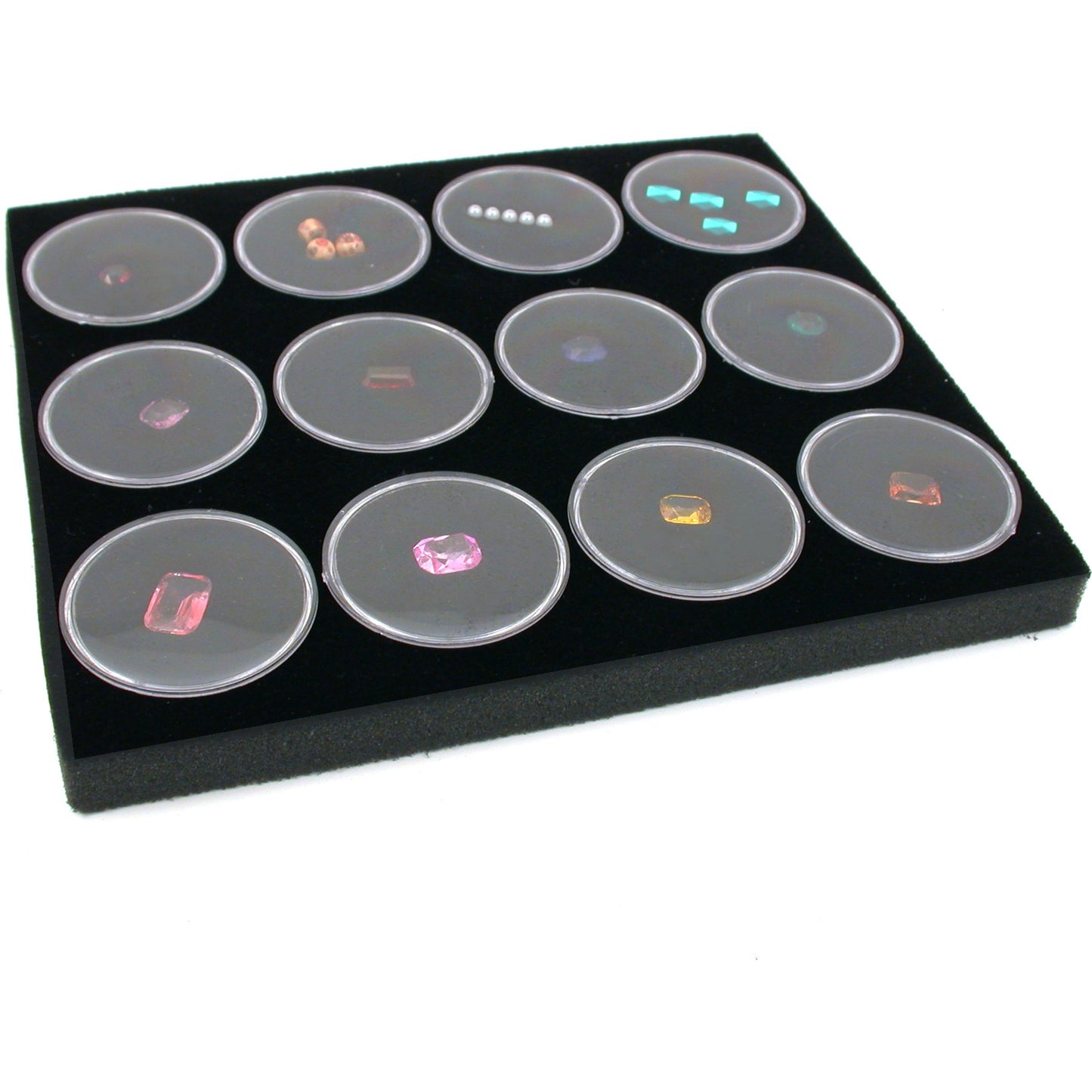 12 Black Gem Jars Display Tray Insert 3/4"