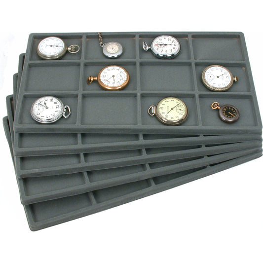 12 Compartment Display Tray Inserts Gray 14 1/8" 5Pcs