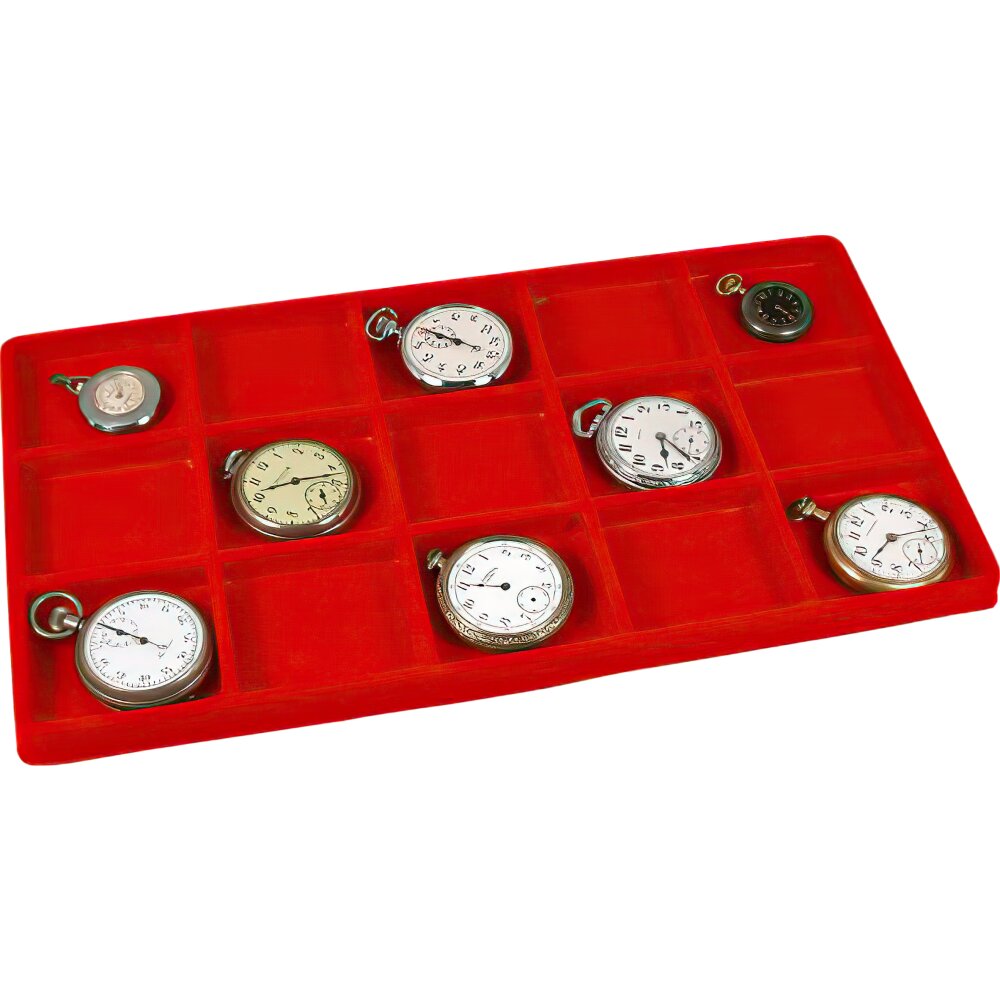 15 Slot Jewelry Coin Red Showcase Display Tray Insert