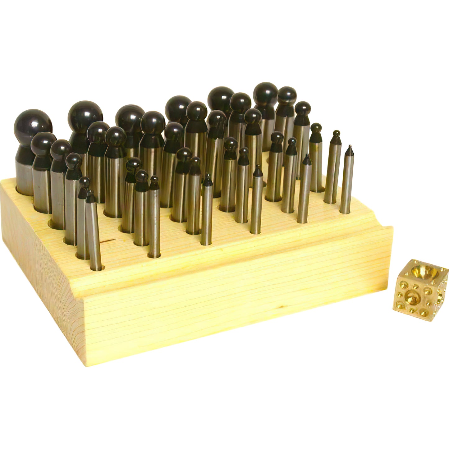 36 Brass Dapping Punches & Doming Block Jewelers Metal Shaping Forming Tools