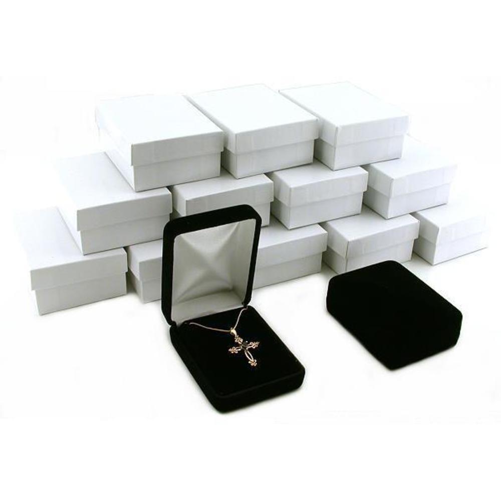 12 Black Velvet Pendant Earring Gift Boxes Showcase Displays